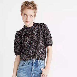Madewell Puff Sleeve Ruffle Top Blouse